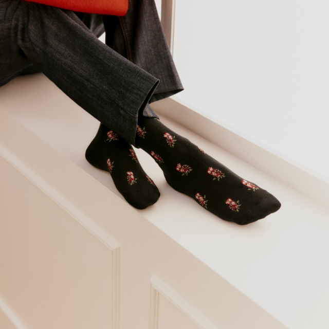 Maison Broussaud - Les chouettes - chaussettes femme - coton noir – 39/41 / NOIR