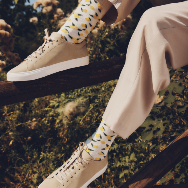 Maison Broussaud - Les citrons - chaussettes homme - coton blanc – 43/46 / BLANC