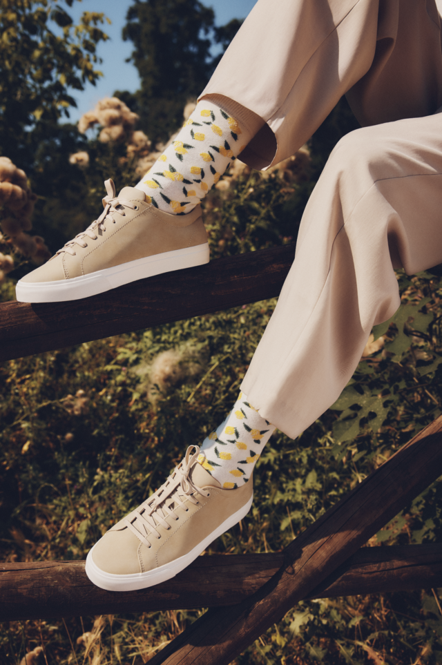 Maison Broussaud - Les citrons - chaussettes homme - coton blanc – 43/46 / BLANC