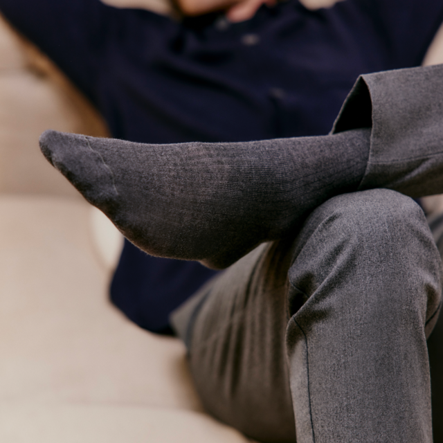 Maison Broussaud - Les côtelées fines - chaussettes homme - coton anthracite – 43/46 / ANTHRACITE