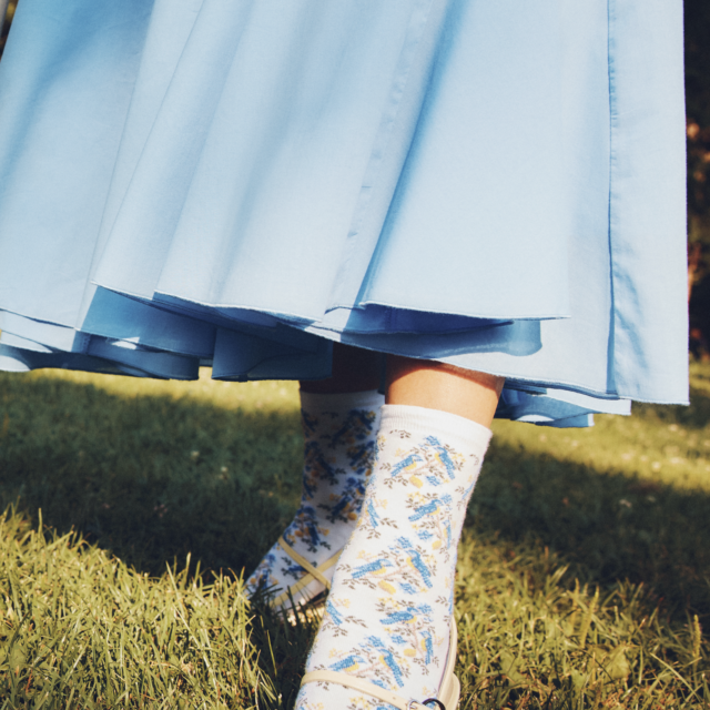 Maison Broussaud - Les mésanges - chaussettes femme - coton blanc – 39/41 / BLANC