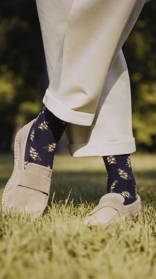 Maison Broussaud - Les olives - chaussettes homme - coton marine – 43/46 / MARINE
