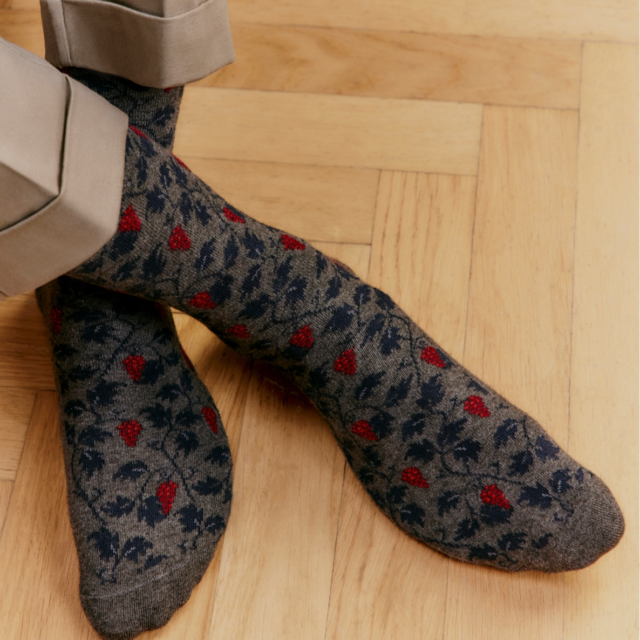 Maison Broussaud - Vigne - chaussettes homme - coton anthracite – 43/46 / ANTHRACITE