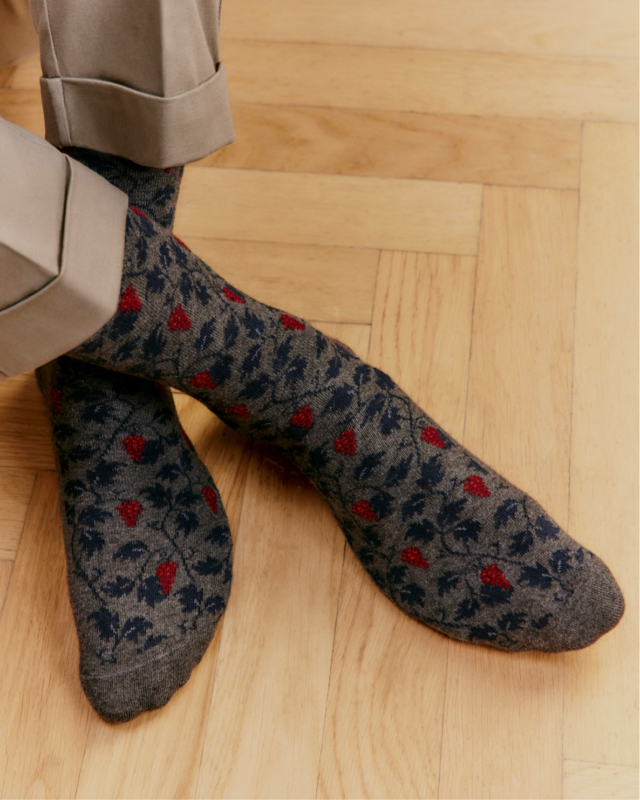 Maison Broussaud - Vigne - chaussettes homme - coton anthracite – 43/46 / ANTHRACITE