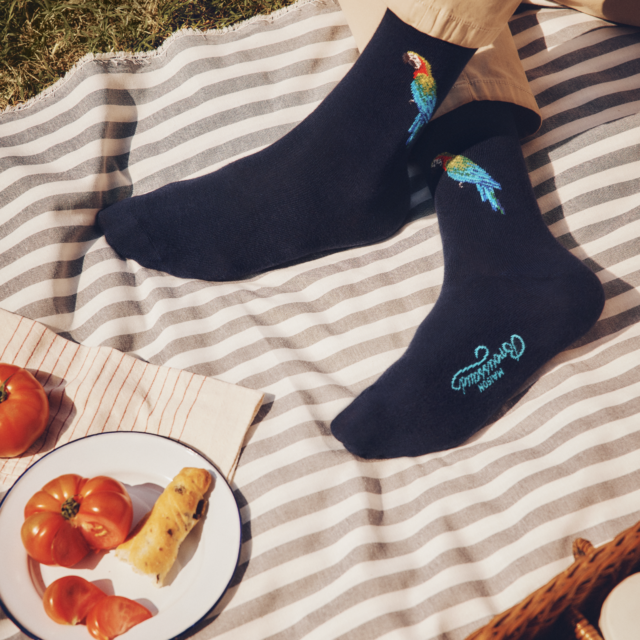 Maison Broussaud - Le perroquet - chaussettes homme - coton marine – 43/46 / MARINE