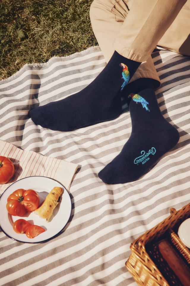 Maison Broussaud - Le perroquet - chaussettes homme - coton marine – 43/46 / MARINE