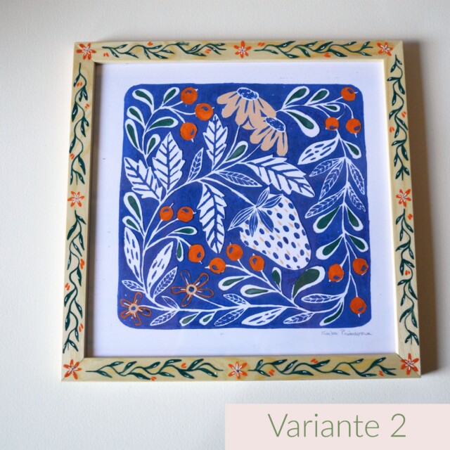 Maison Primavera - Linogravure peinte - Jardin fleuri – Variante 2