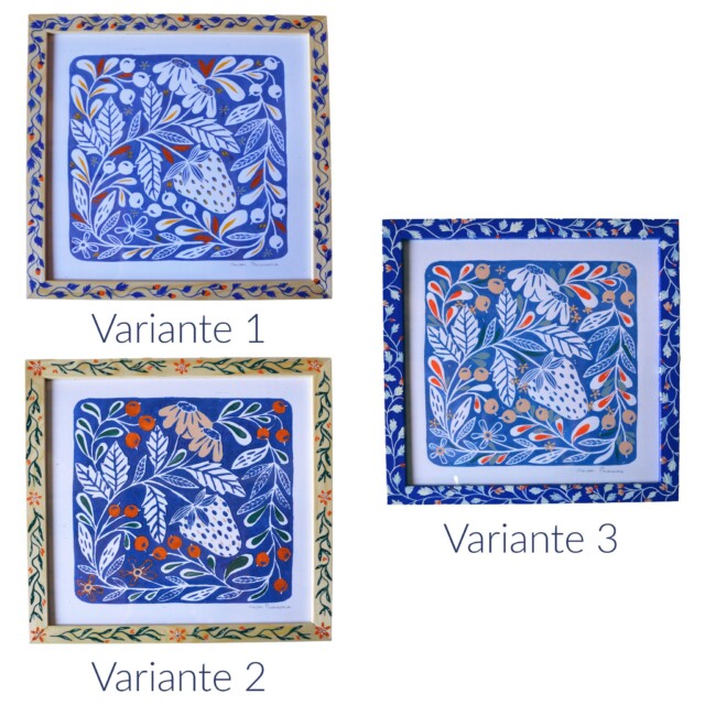 Maison Primavera - Linogravure peinte - Jardin fleuri – Variante 2