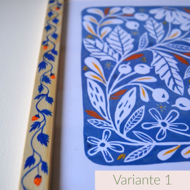 Maison Primavera - Linogravure peinte - Jardin fleuri – Variante 2