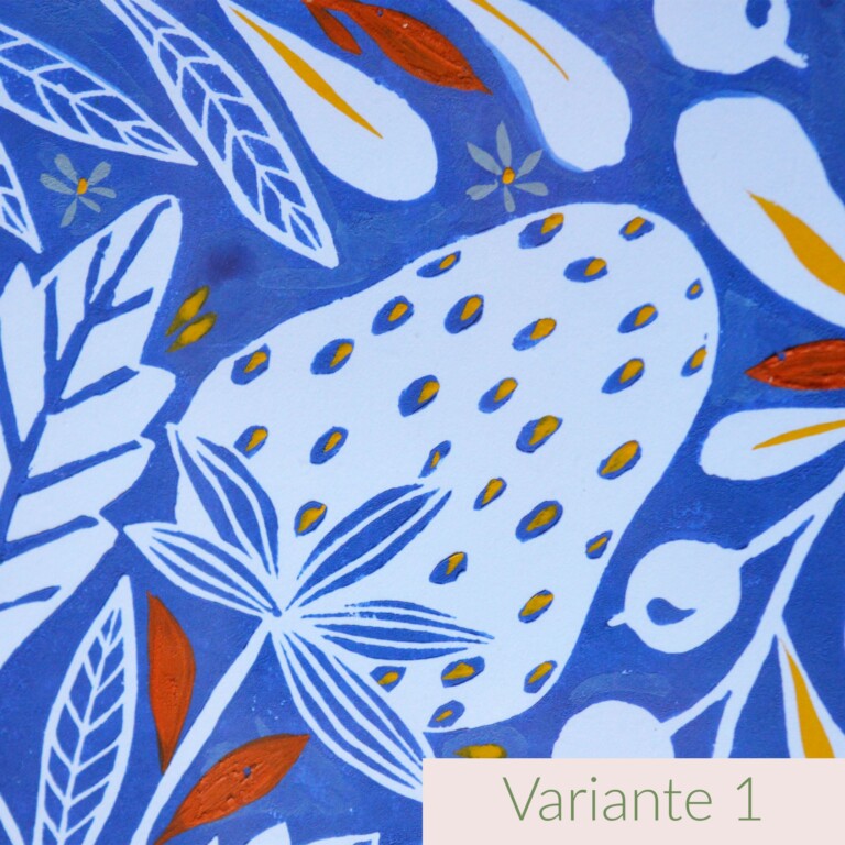 Maison Primavera - Linogravure peinte - Jardin fleuri – Variante 2