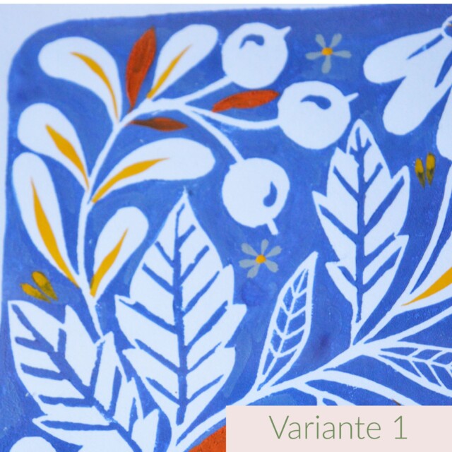 Maison Primavera - Linogravure peinte - Jardin fleuri – Variante 2
