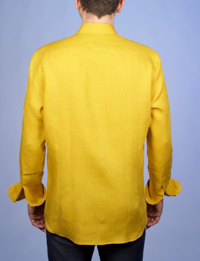 La Chemise Française - Chemise Lin Normand Jaune Moutarde - Col Souple – 2XL