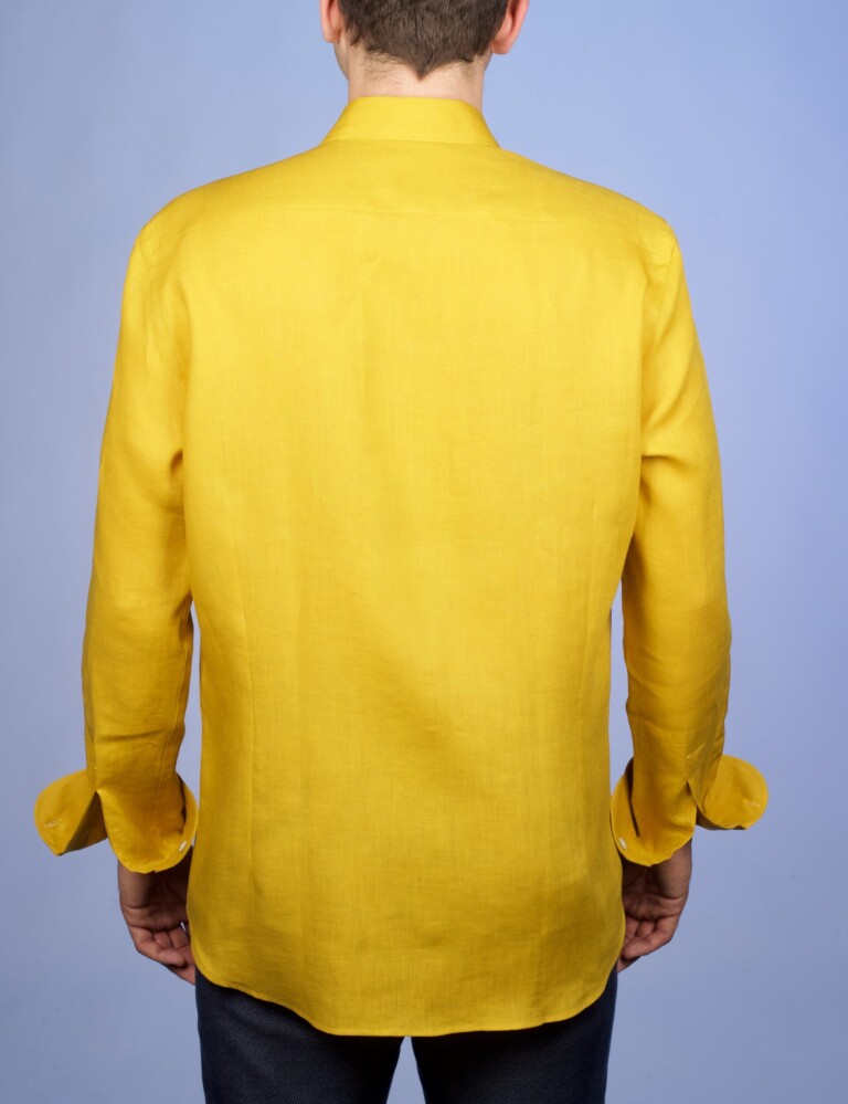 La Chemise Française - Chemise Lin Normand Jaune Moutarde - Col Souple – 2XL