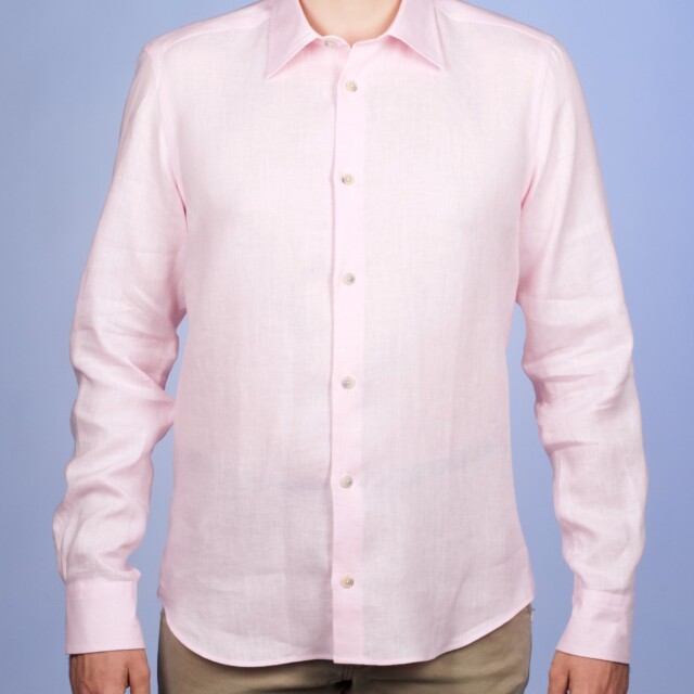 La Chemise Française - Chemise Lin Normand Rose - Col Souple – XL