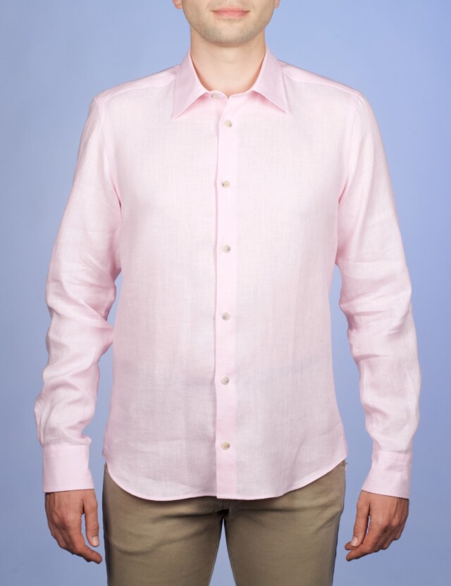 La Chemise Française - Chemise Lin Normand Rose - Col Souple – XL