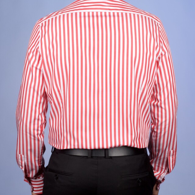 La Chemise Française - Chemise Rayure Bâton Rouge 7mm - Petit Col Français – 45