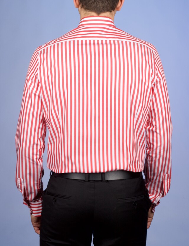 La Chemise Française - Chemise Rayure Bâton Rouge 7mm - Petit Col Français – 45