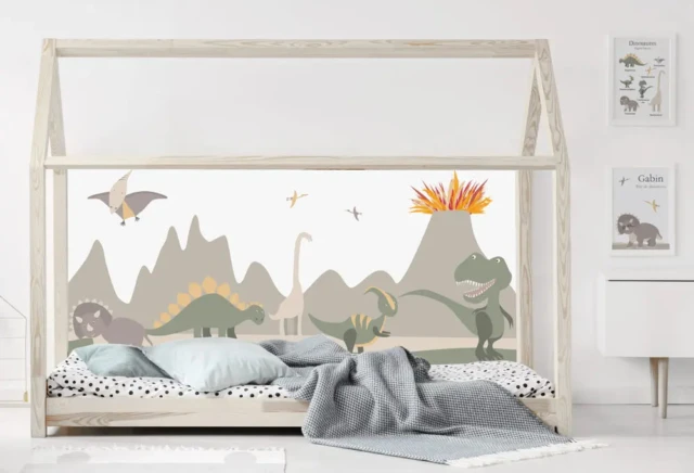 Déco murale géante horizontale du monde des dinosaures par la marque L’Atelier BABY’SPHERE L’Atelier BABY’SPHERE - Déco murale géante horizontale du monde des dinosaures