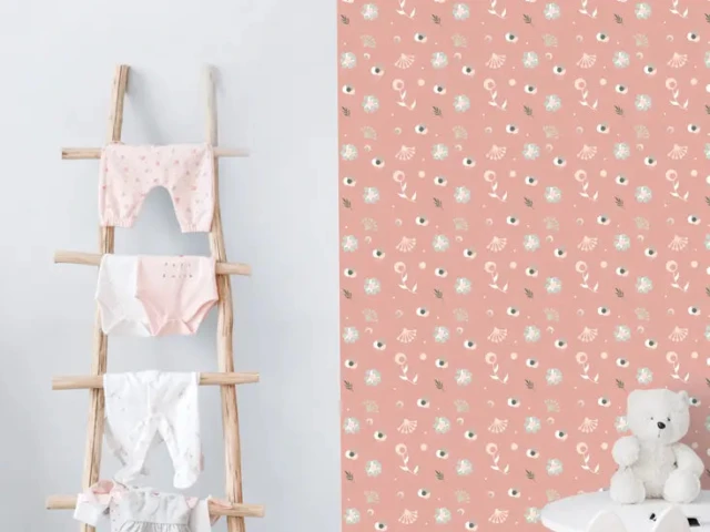 Atelier Baby’Sphère - Lé de papier peint motif bohême terracotta