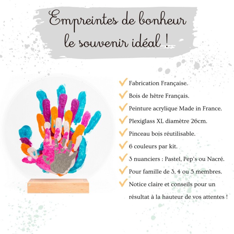 LouYou - Kit Empreintes de mains pour 6 personnes – Support Rectangulaire – Peps