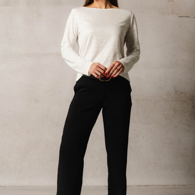 Thelma & Rose - Top col bateau en lin Louann – 44 / Noir