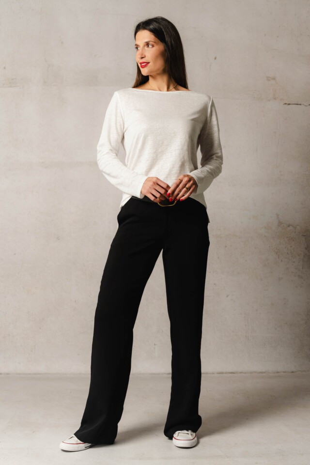Thelma & Rose - Top col bateau en lin Louann – 44 / Noir