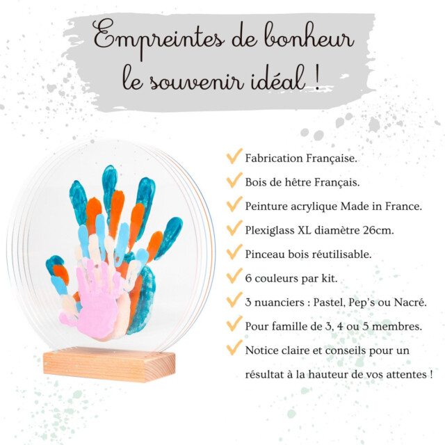 LouYou - Kit Empreintes de mains pour 5 – Support Rectangulaire – Pep's