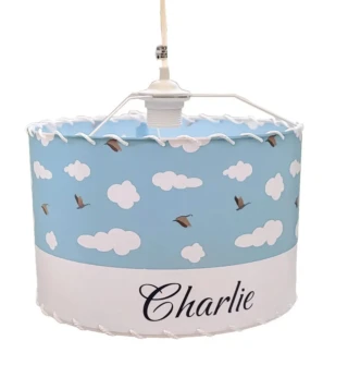 L’Atelier BABY’SPHERE - Luminaire enfant Ciel nuage et oiseaux Personnalisable
