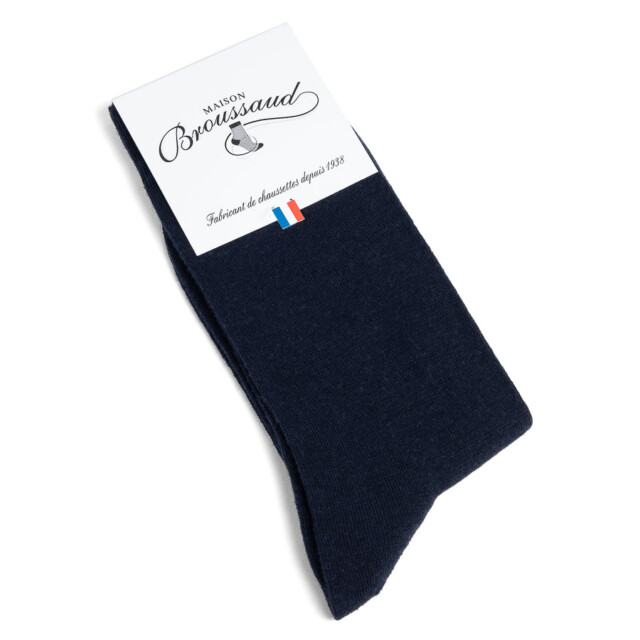 Maison Broussaud - Les Intemporelles - chaussettes homme - laine marine – 43/46 / Marine Laine