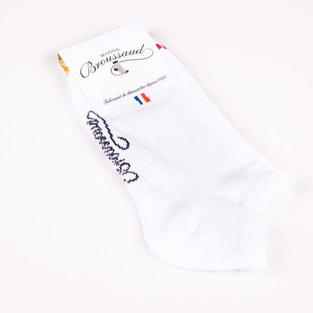 Maison Broussaud - Les Invisibles Drapeau - chaussettes homme - coton blanc – 43/46 / Blanc