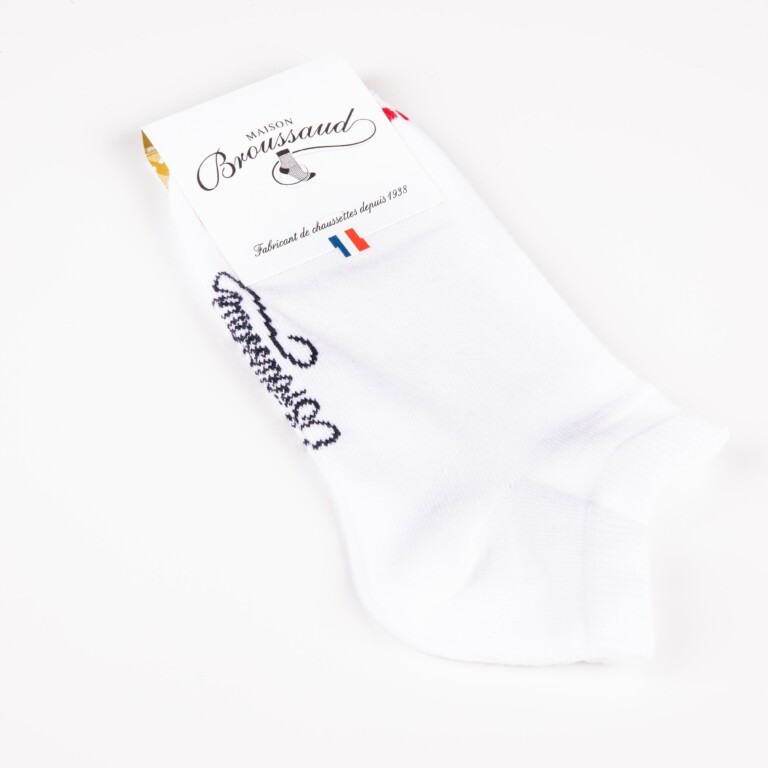Maison Broussaud - Les Invisibles Drapeau - chaussettes homme - coton blanc – 43/46 / Blanc