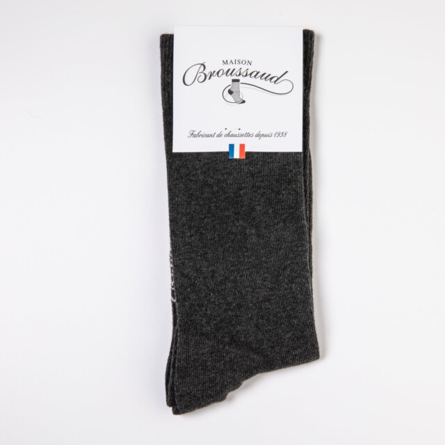 Maison Broussaud - Les unies - chaussettes homme - coton anthracite – 43/46 / ANTHRACITE