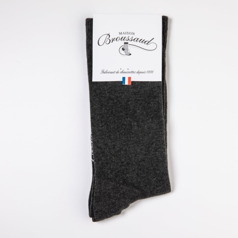 Maison Broussaud - Les unies - chaussettes homme - coton anthracite – 43/46 / ANTHRACITE