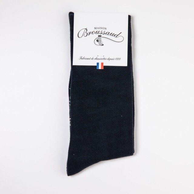Maison Broussaud - Les unies - chaussettes homme - coton marine – 43/46 / MARINE