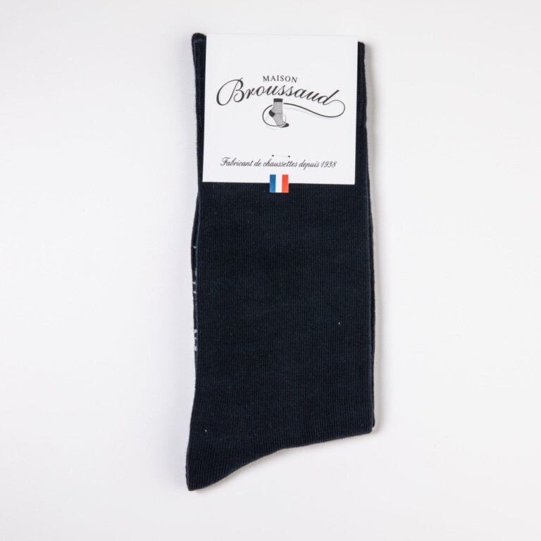 Maison Broussaud - Les unies - chaussettes homme - coton marine – 43/46 / MARINE