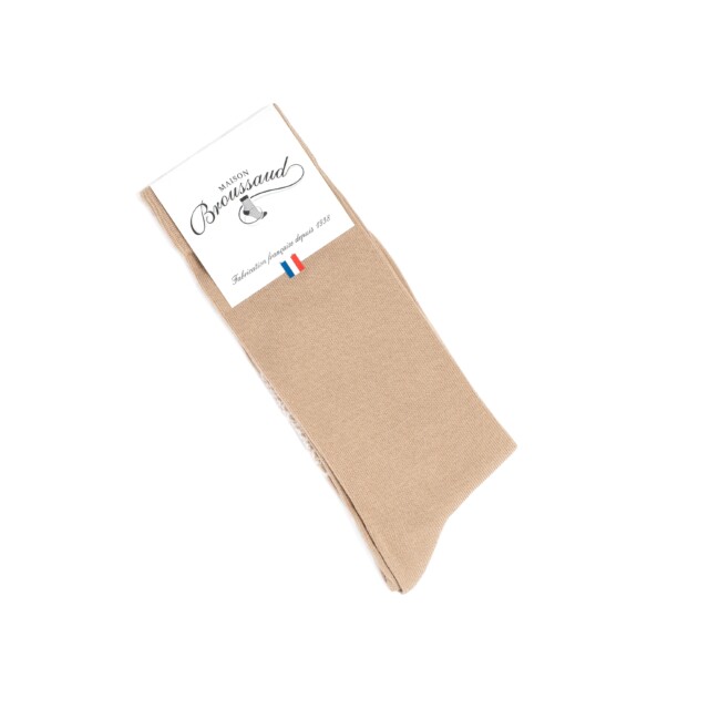 Maison Broussaud - Les unies - chaussettes homme - coton beige – 43/46 / BEIGE