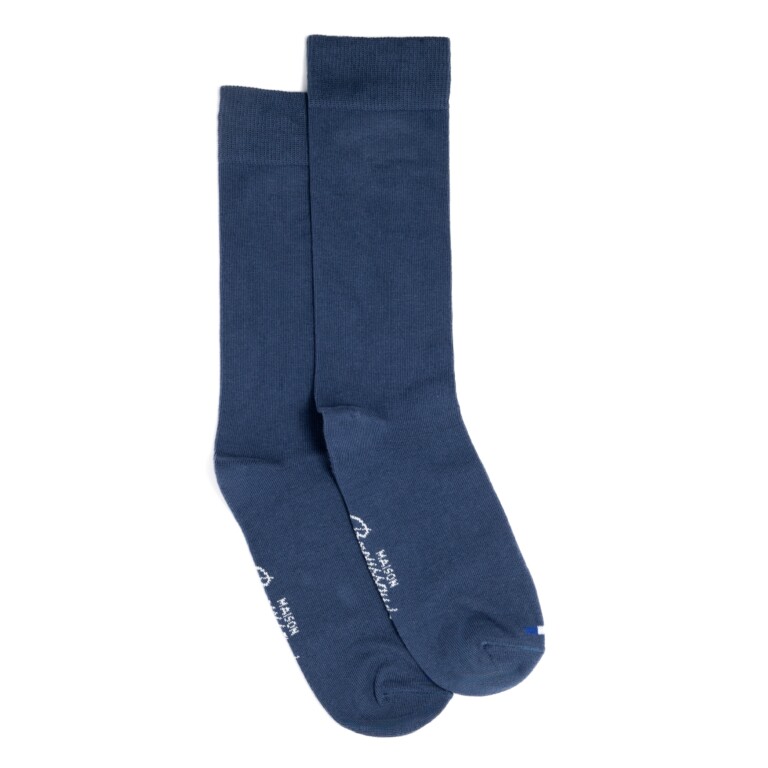 Maison Broussaud - Les unies - chaussettes homme - coton bleu – 43/46 / BLEU