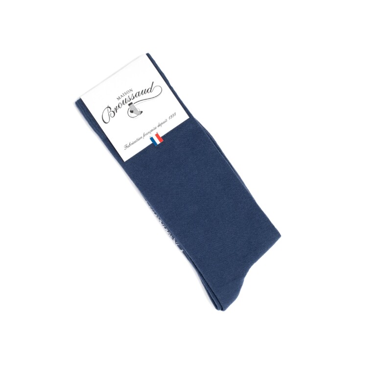 Maison Broussaud - Les unies - chaussettes homme - coton bleu – 43/46 / BLEU