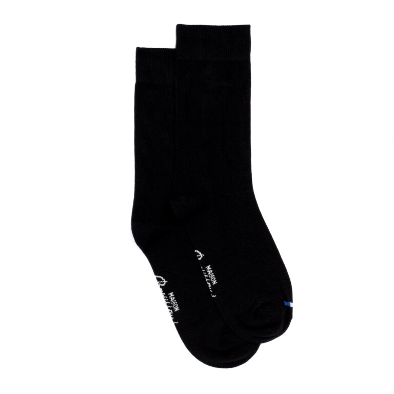 Maison Broussaud - Les unies - chaussettes homme - coton noir – 43/46 / NOIR