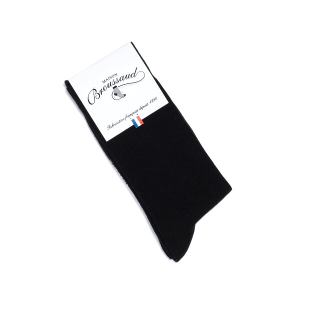 Maison Broussaud - Les unies - chaussettes homme - coton noir – 43/46 / NOIR