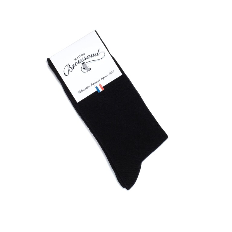 Maison Broussaud - Les unies - chaussettes homme - coton noir – 43/46 / NOIR