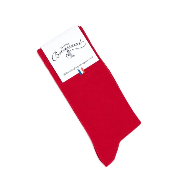 Maison Broussaud - Les unies - chaussettes homme - coton rouge – 43/46 / ROUGE