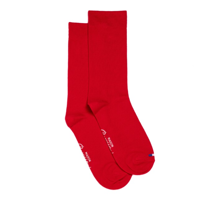Maison Broussaud - Les unies - chaussettes homme - coton rouge – 43/46 / ROUGE