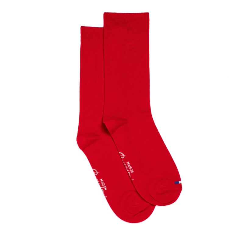 Maison Broussaud - Les unies - chaussettes homme - coton rouge – 43/46 / ROUGE