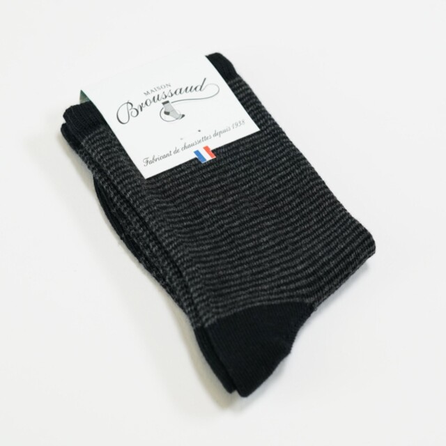 Maison Broussaud - Les Millerayes - chaussette enfant - coton noir – 35/38 / Noir Gris