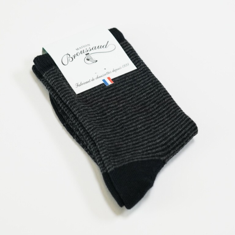 Maison Broussaud - Les Millerayes - chaussette enfant - coton noir – 35/38 / Noir Gris