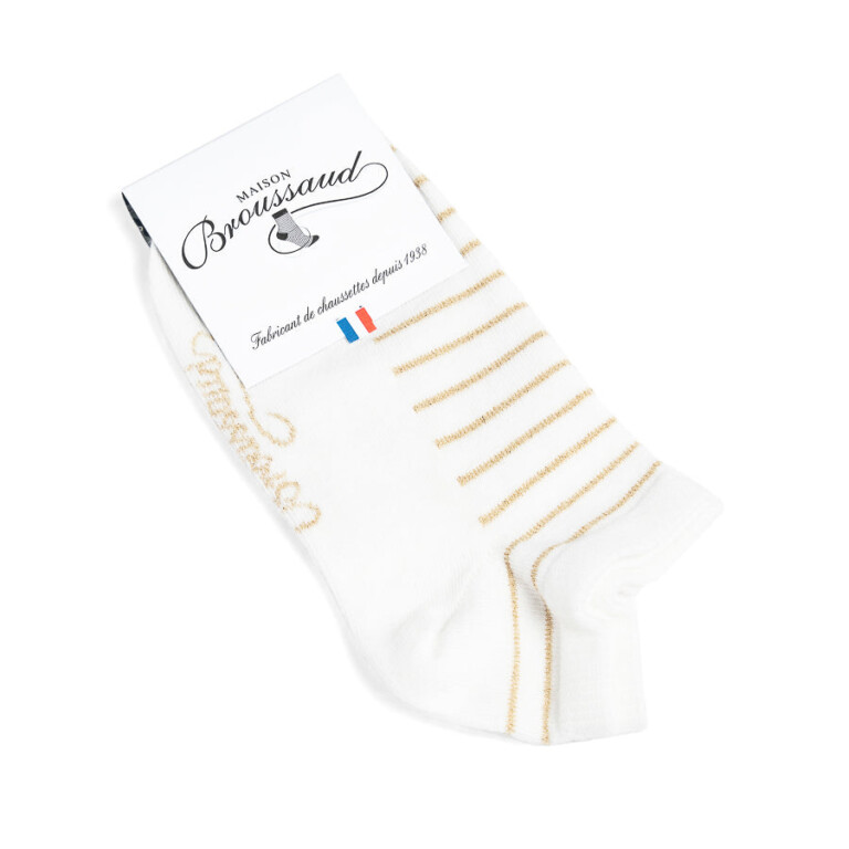 Maison Broussaud - Les Rayées - chaussettes femme - coton blanc – 39/41 / Blanc Dore