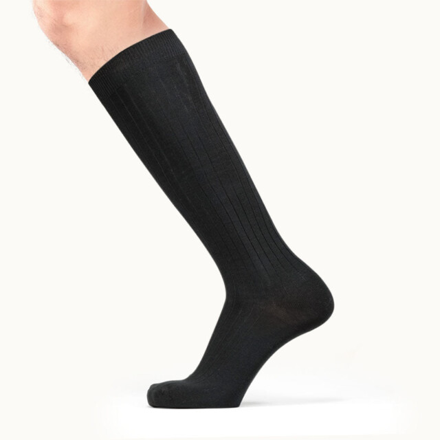Maison Broussaud - Les Côtelées - chaussettes homme - coton noir – 43/46 / Noir