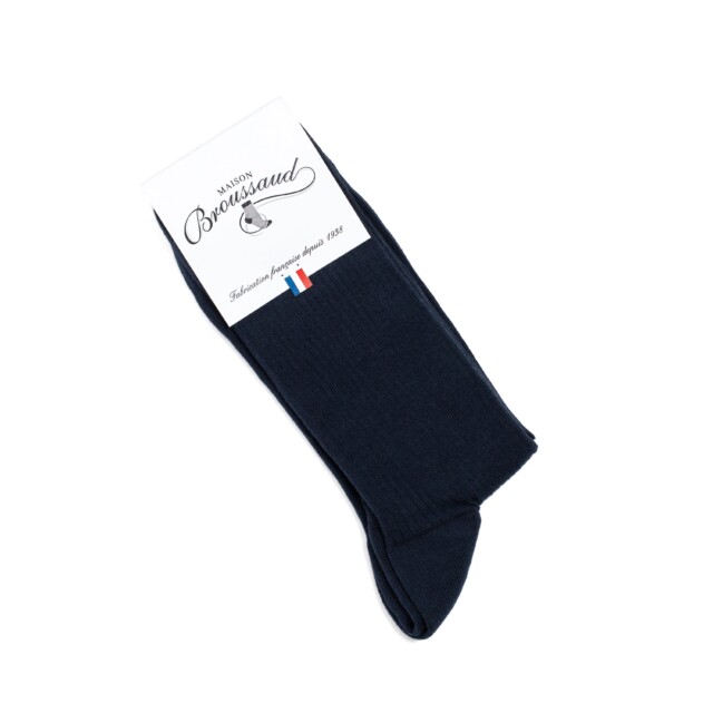 Maison Broussaud - Les non-comprimantes - chaussettes homme - coton marine – 43/46 / MARINE