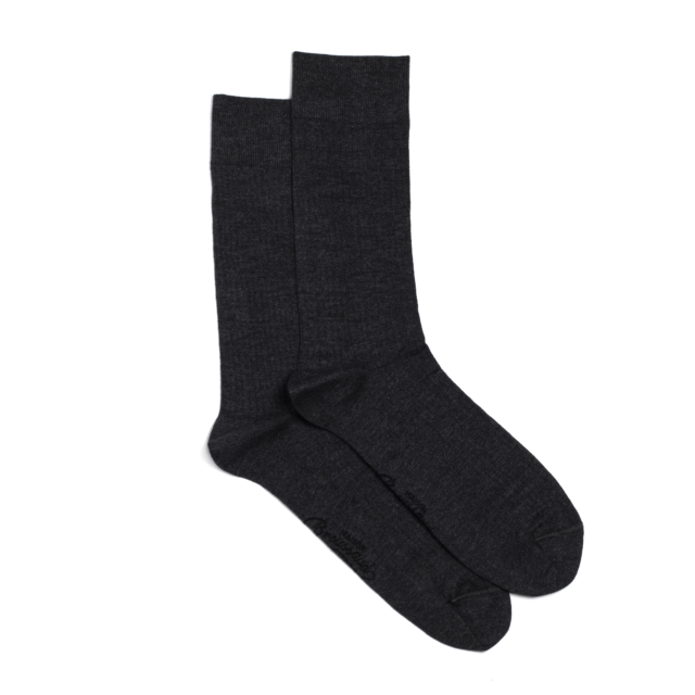 Maison Broussaud - Les côtelées fines - chaussettes homme - coton anthracite – 43/46 / ANTHRACITE